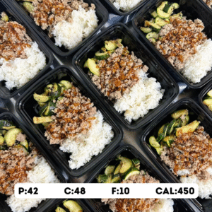 Ground Turkey with Teriyaki Rice & Grilled Zucchini